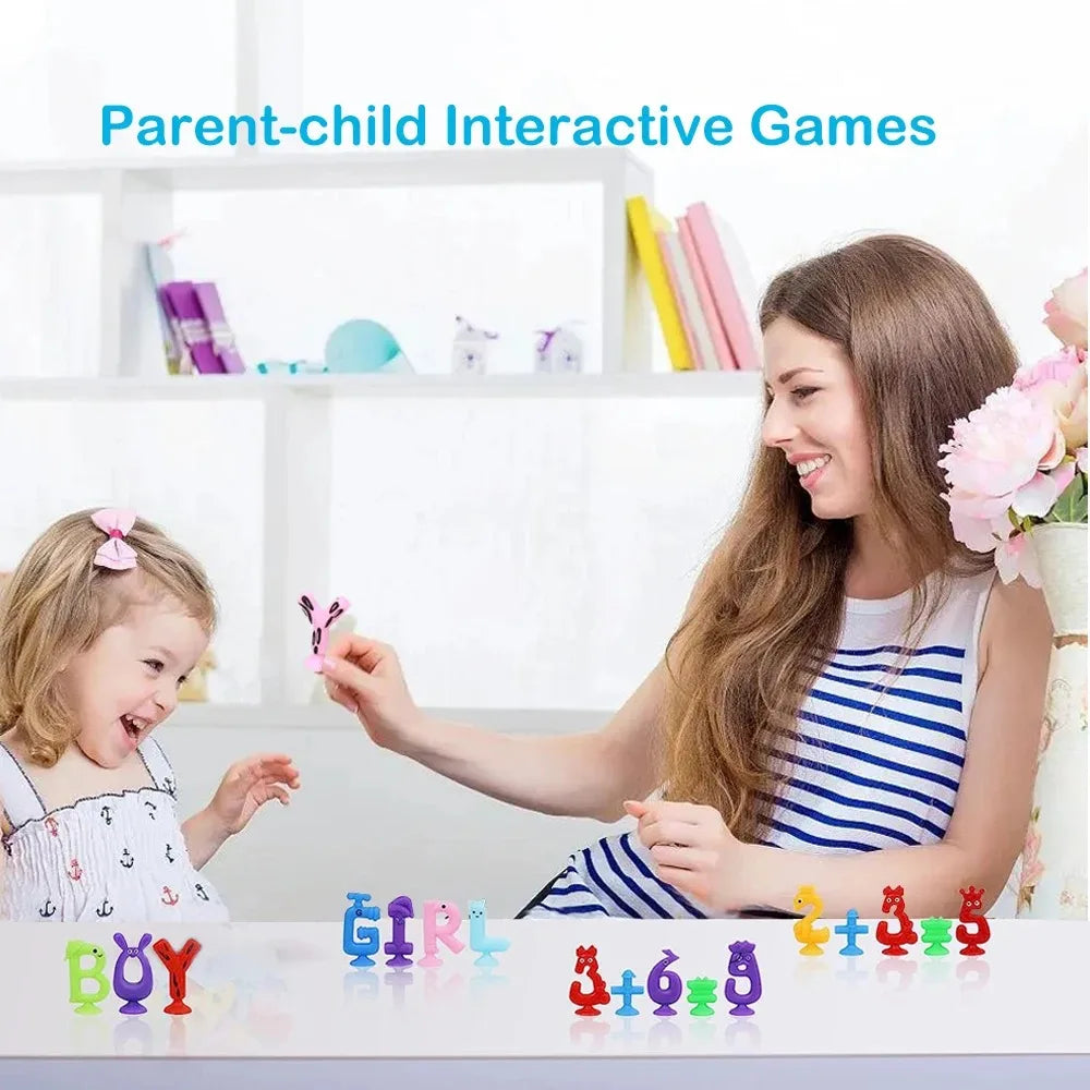 Juguetes Sensoriales con Ventosa – Letras y Números para Estimulación Motriz, Lenguaje y Juego Activo