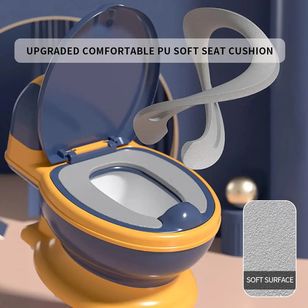 Asiento de inodoro de entrenamiento para niños pequeños, orinal realista con almohadilla de PU suave, almacenamiento de limpieza, función de reproducción de música