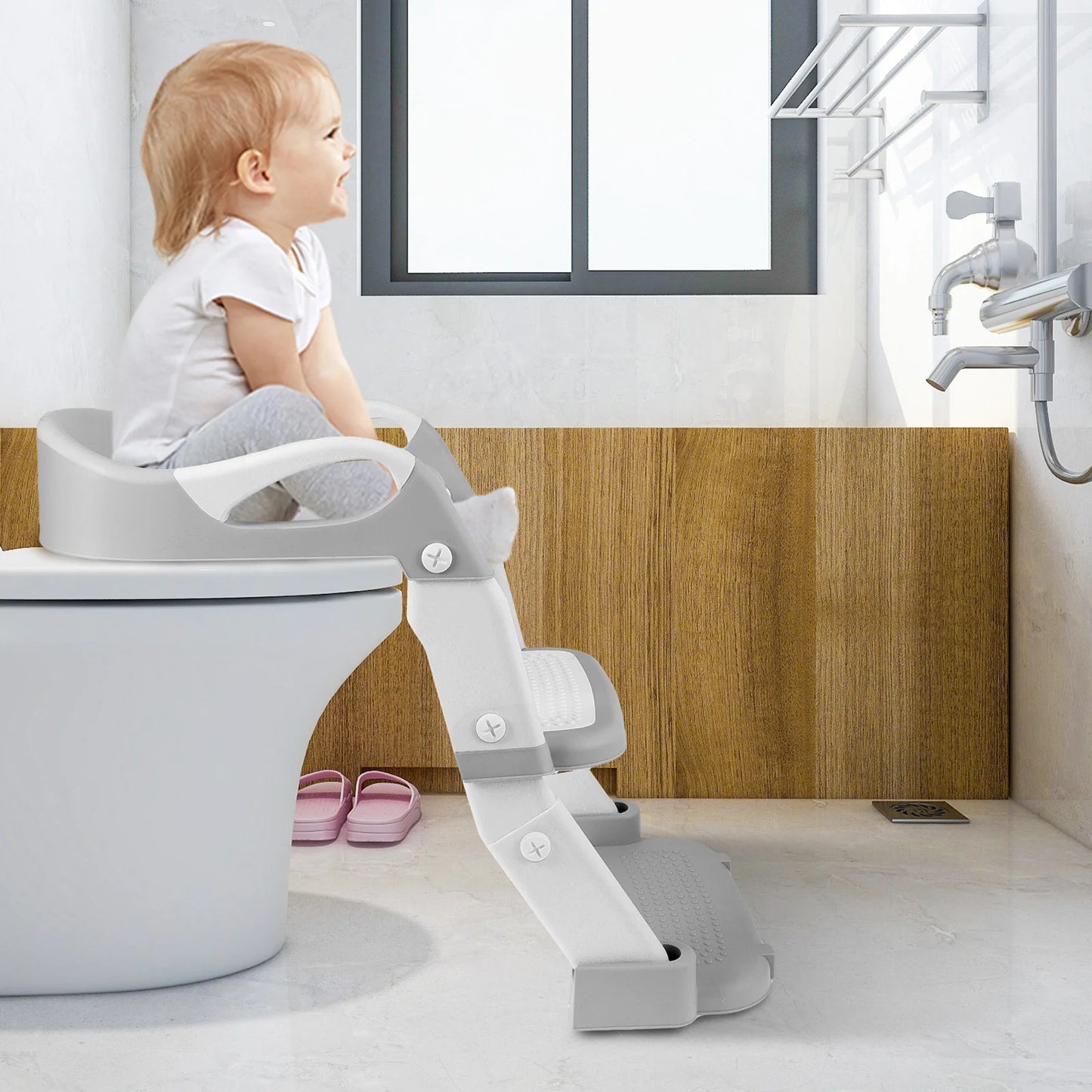 Asiento de entrenamiento para orinal, inodoro de entrenamiento con orinal ajustable en altura con almohadilla antideslizante, asiento de inodoro plegable para niños pequeños