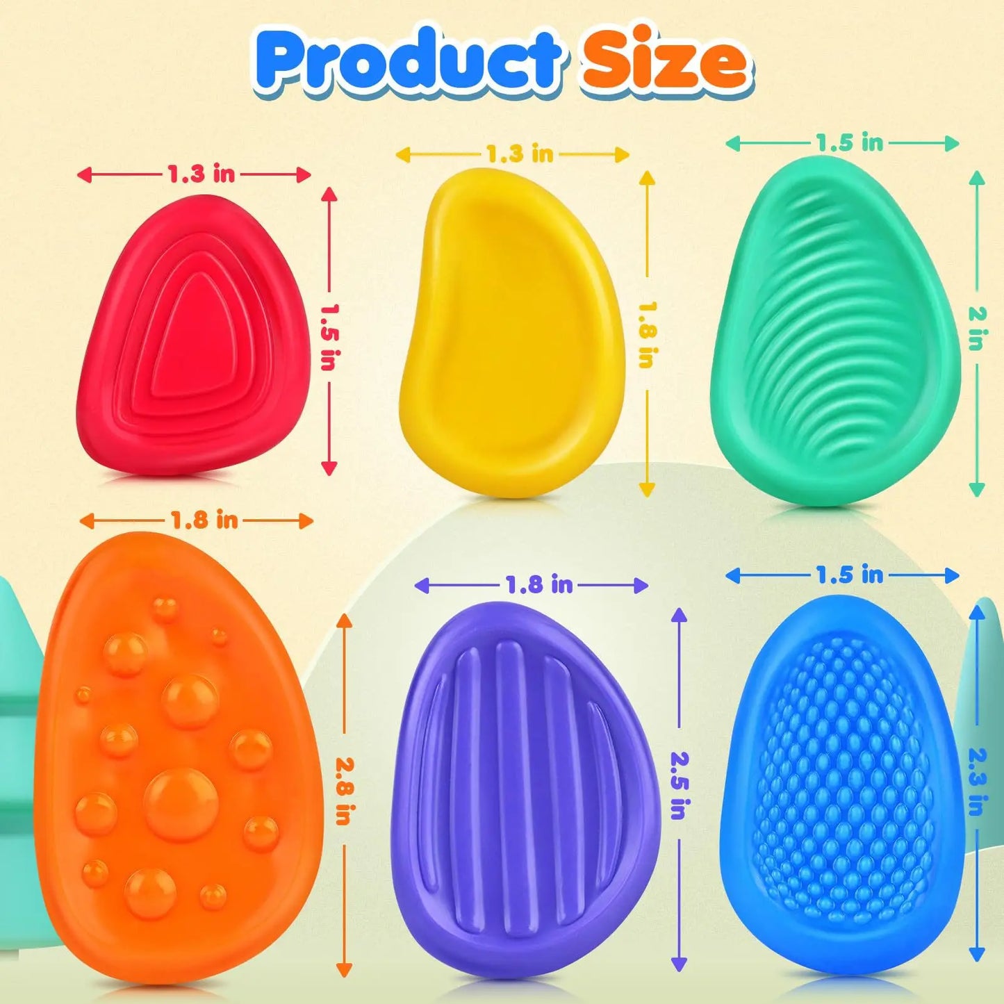 Piedras Sensoriales Texturizadas – Juego de 6 para Estimulación Táctil y Calma
