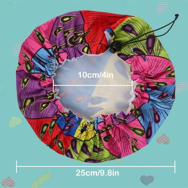 Gorro de Ducha de Doble Capa Ajustable – Protección Impermeable para Pelo en Niños