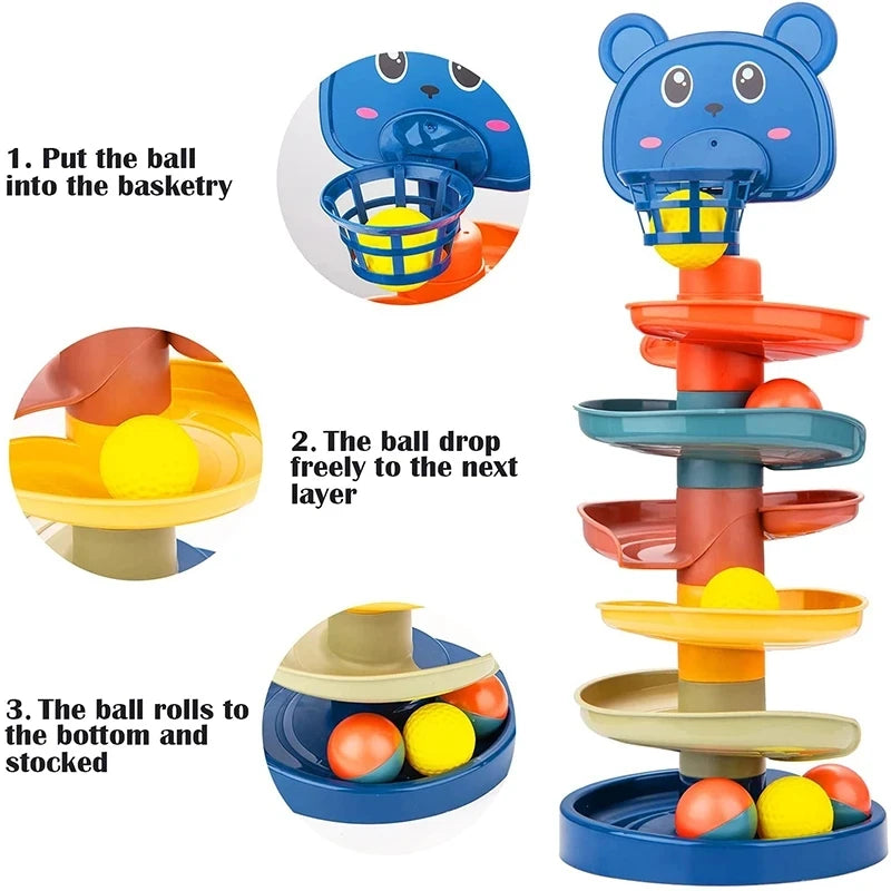 Torre de Bolas Montessori – Coordinación Visual y Juego de Causa-Efecto