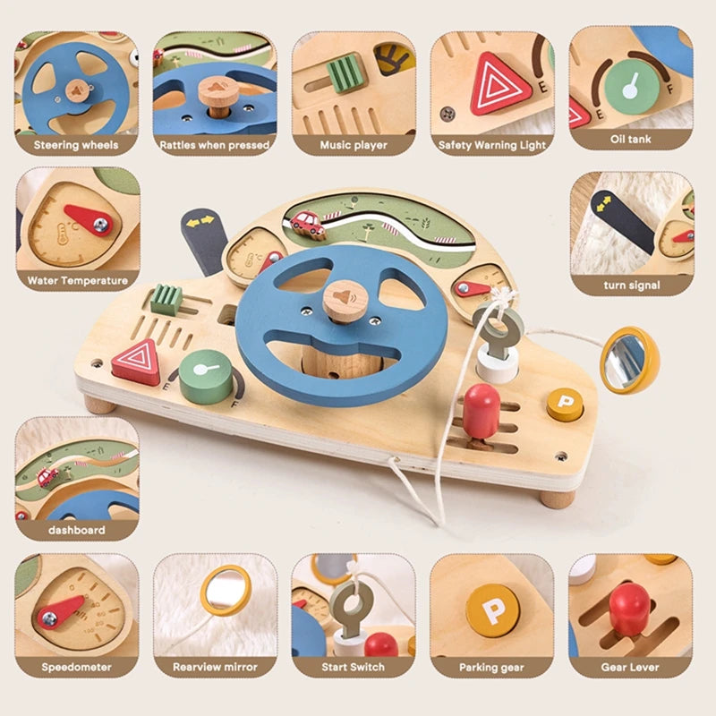 Volante Montessori de Madera – Estimulación Sensorial y Juego Temprano