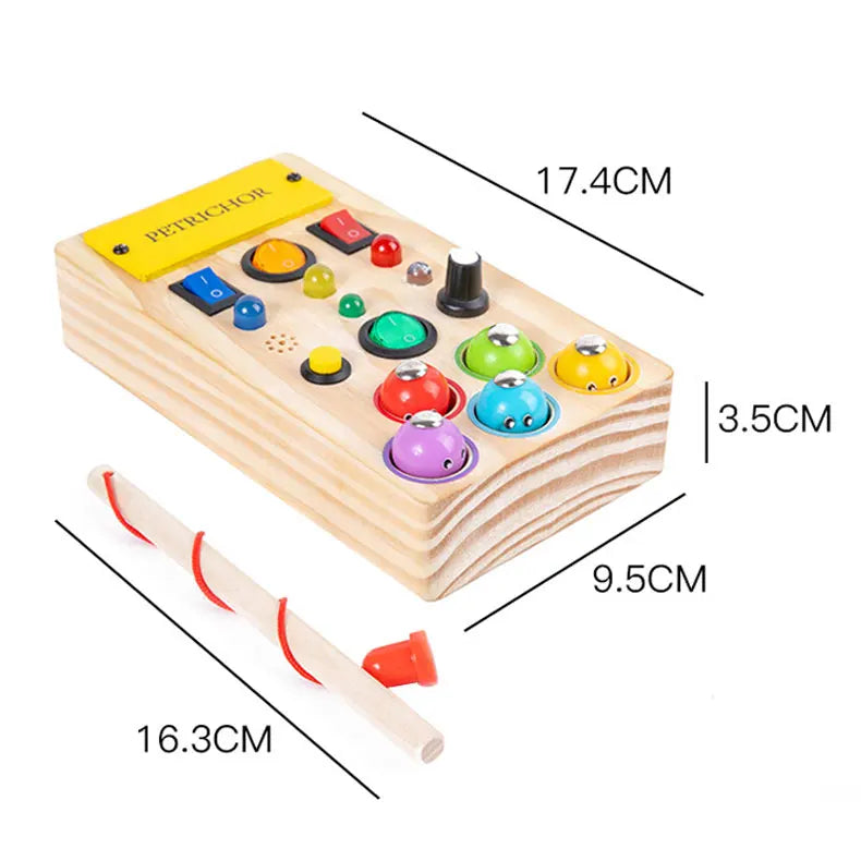 Tablero ocupado Montessori, juguetes para niños, interruptor de luz Led, simula el volante del coche, actividades de viaje, juego sensorial, juguetes educativos