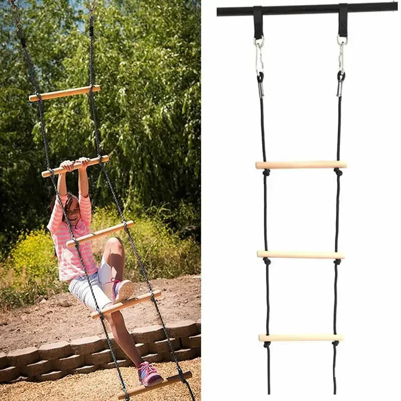 Escalera de Cuerda con Columpio de Madera – Juego Activo para Motricidad y Equilibrio