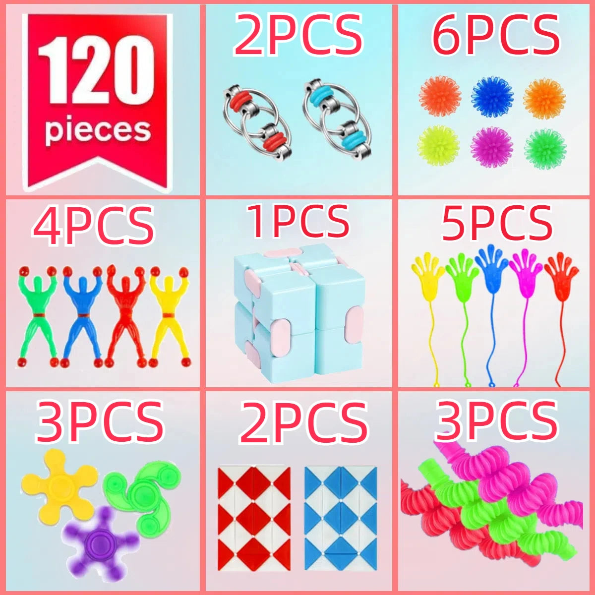 Pack de 120 Juguetes Antiestrés Sensoriales – Ideal para Aula o Fiesta