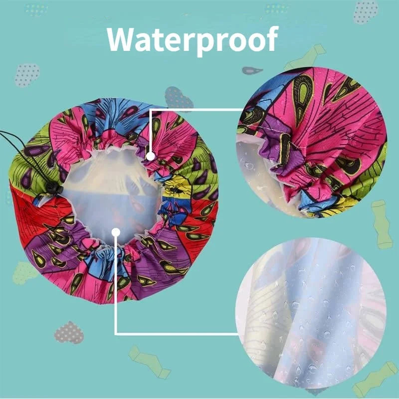 Gorro de Ducha de Doble Capa Ajustable – Protección Impermeable para Pelo en Niños