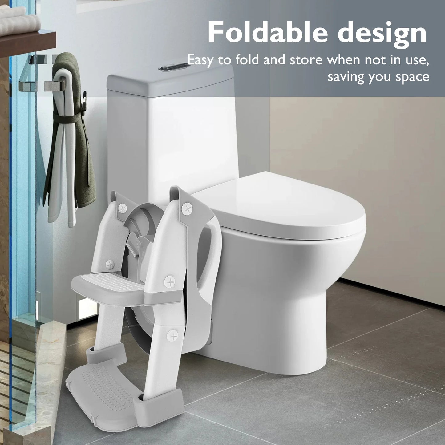 Asiento de entrenamiento para orinal, inodoro de entrenamiento con orinal ajustable en altura con almohadilla antideslizante, asiento de inodoro plegable para niños pequeños
