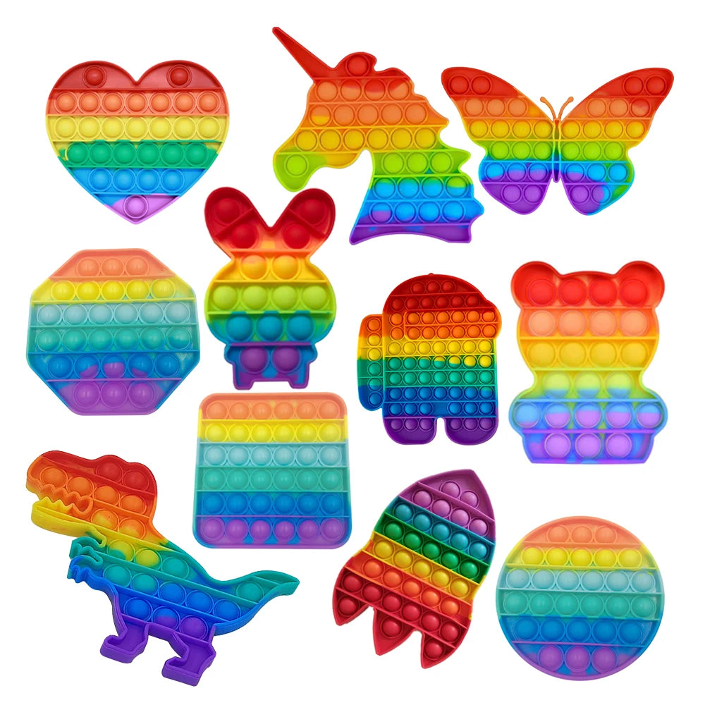 Juguete sensorial Push Pop Bubble Fidget, juguetes para aliviar el estrés, paquete para niños y adultos, herramientas antiansiedad de arcoíris, juguetes para aliviar el estrés de oficina