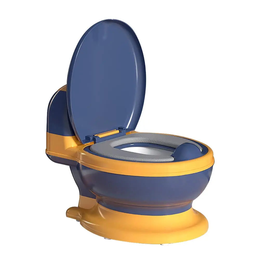 Asiento de inodoro de entrenamiento para niños pequeños, orinal realista con almohadilla de PU suave, almacenamiento de limpieza, función de reproducción de música