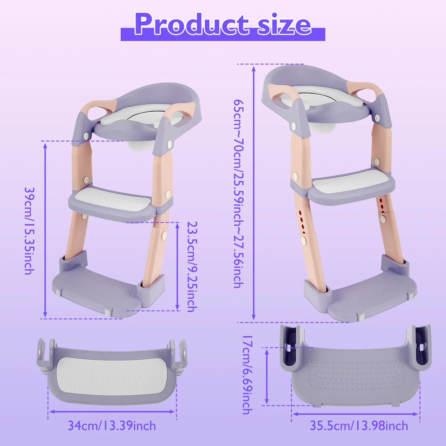 Asiento de entrenamiento para orinal, inodoro de entrenamiento con orinal ajustable en altura con almohadilla antideslizante, asiento de inodoro plegable para niños pequeños