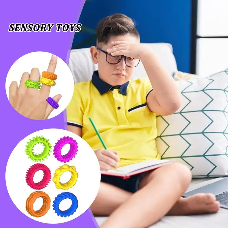 Set 6 Anillos Sensoriales Antiestrés – Calman la Ansiedad y Mejoran la Concentración