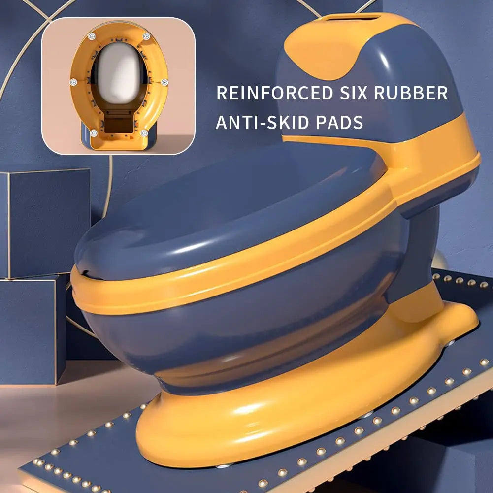 Asiento de inodoro de entrenamiento para niños pequeños, orinal realista con almohadilla de PU suave, almacenamiento de limpieza, función de reproducción de música