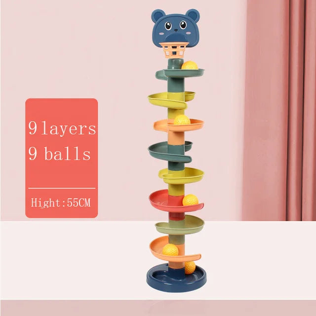 Torre de Bolas Montessori – Coordinación Visual y Juego de Causa-Efecto
