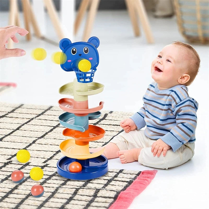 Torre de Bolas Montessori – Coordinación Visual y Juego de Causa-Efecto