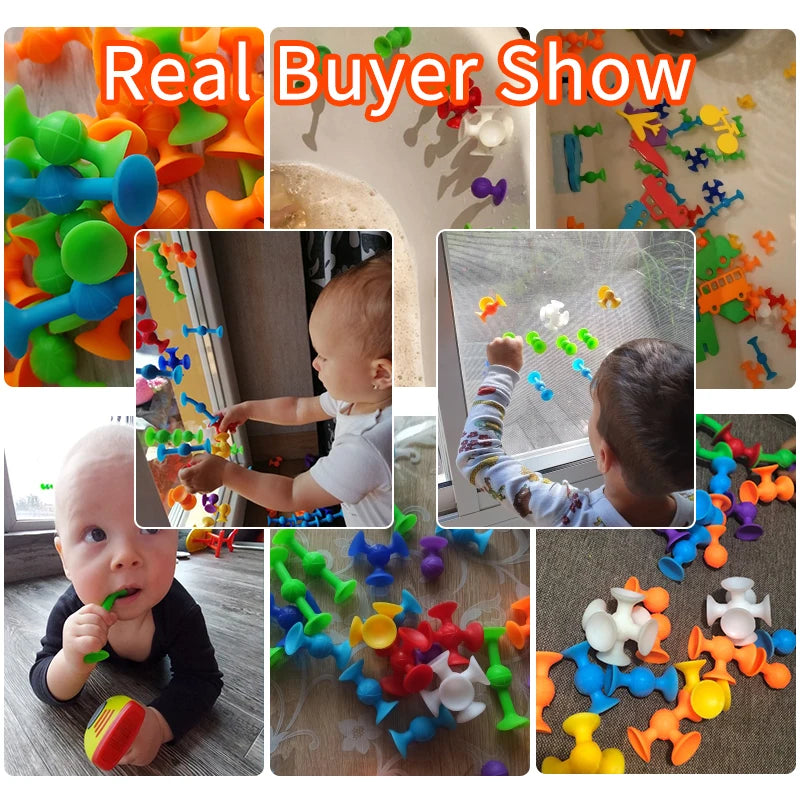 Ventosas DIY para niños, bloques de construcción suaves, divertidos juguetes de construcción con ventosa de silicona, regalos creativos para niños