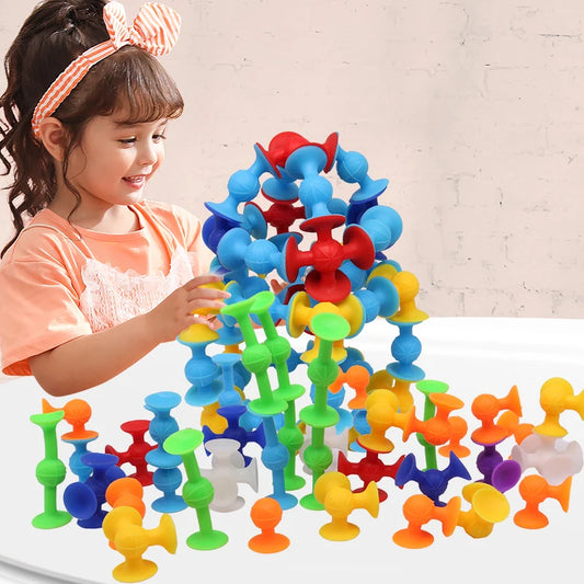 Ventosas DIY para niños, bloques de construcción suaves, divertidos juguetes de construcción con ventosa de silicona, regalos creativos para niños