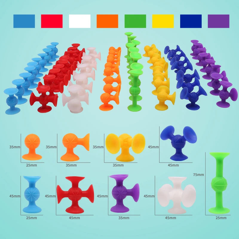Ventosas DIY para niños, bloques de construcción suaves, divertidos juguetes de construcción con ventosa de silicona, regalos creativos para niños