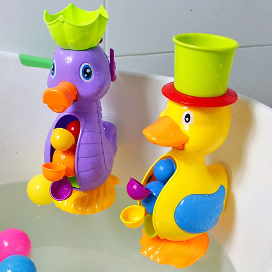 Juguetes de baño de ducha para niños, bonito pato amarillo, rueda de agua, grifo para bebé, herramienta de pulverización de agua de baño, tipo rueda, juguete para Dabbling