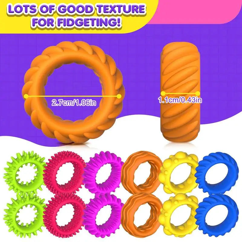 Set 6 Anillos Sensoriales Antiestrés – Calman la Ansiedad y Mejoran la Concentración