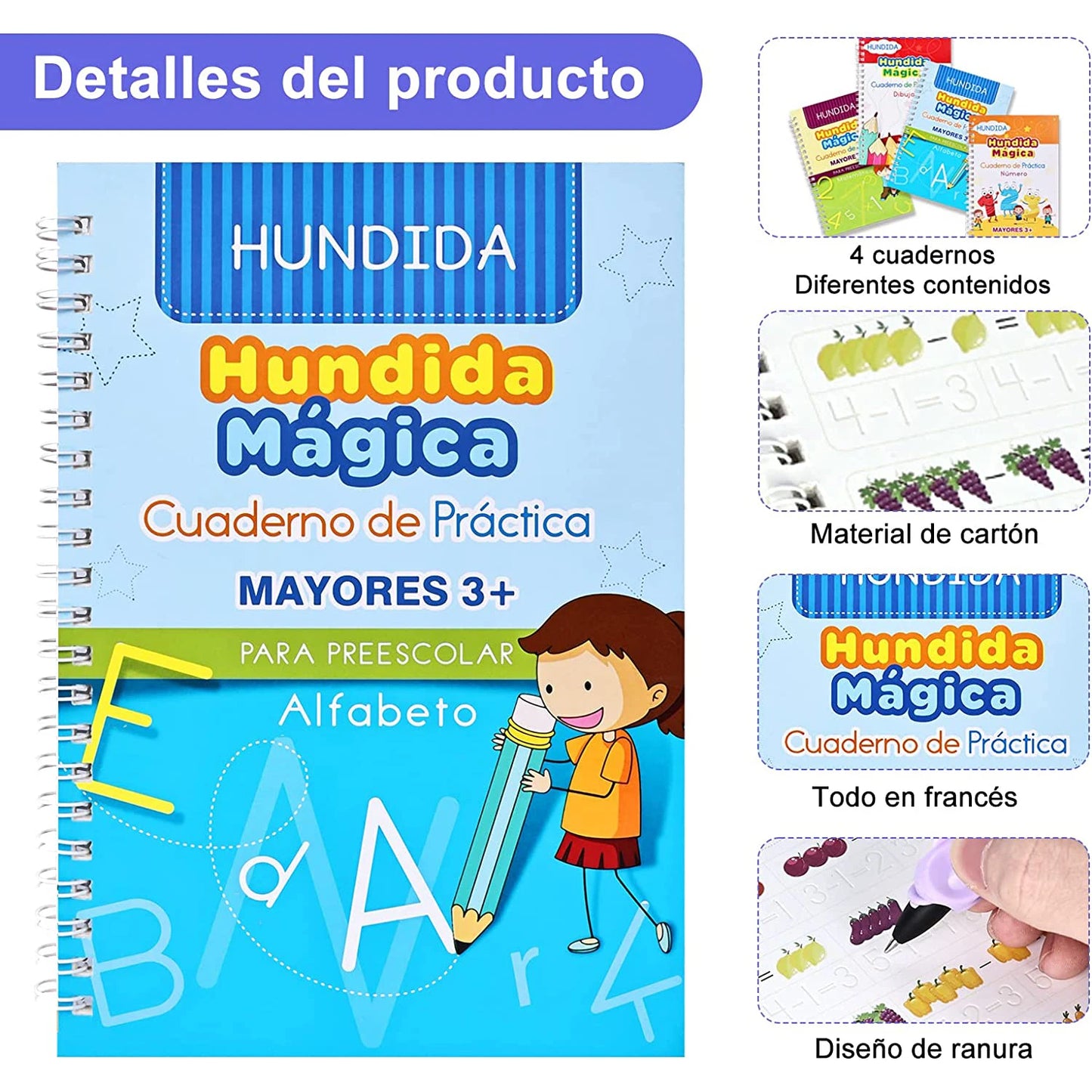 Cuadernos Mágicos Reutilizables – Trazado de Letras en Español, Inglés y Francés