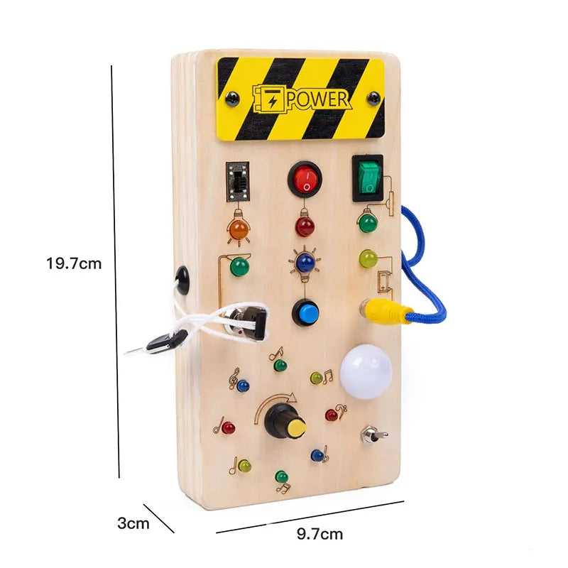 Tablero ocupado Montessori, juguetes para niños, interruptor de luz Led, simula el volante del coche, actividades de viaje, juego sensorial, juguetes educativos