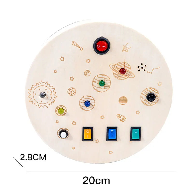 Tablero ocupado Montessori, juguetes para niños, interruptor de luz Led, simula el volante del coche, actividades de viaje, juego sensorial, juguetes educativos
