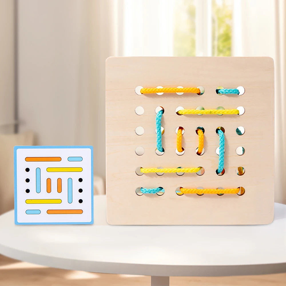 Tablero de Enhebrado Montessori – Coordinación y Motricidad Fina con Patrones