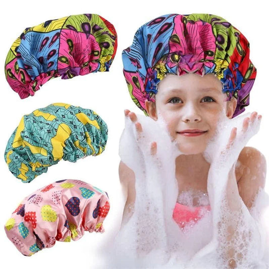 Gorro de Ducha de Doble Capa Ajustable – Protección Impermeable para Pelo en Niños