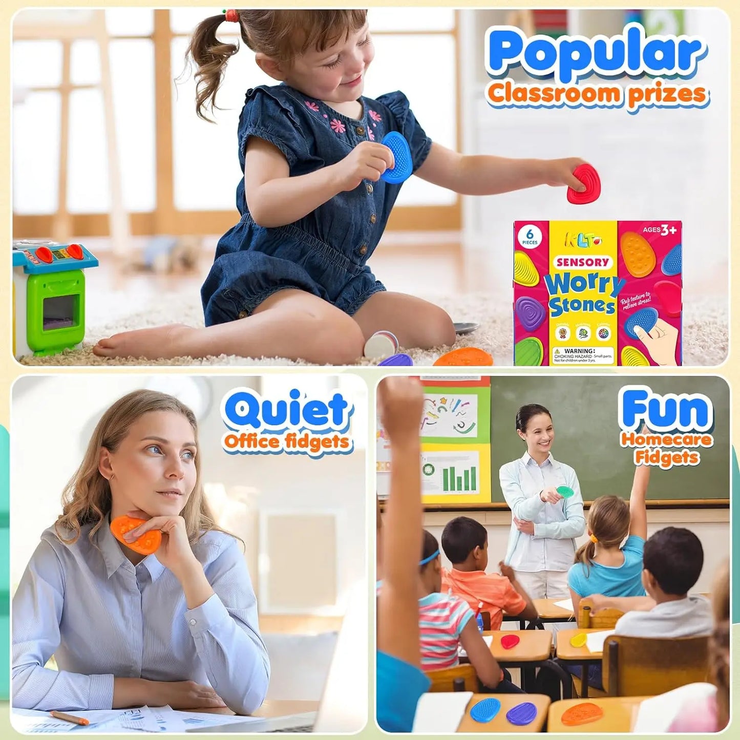Anillos Sensoriales Texturizados – Juego de 6 para Estimulación Táctil y Calma