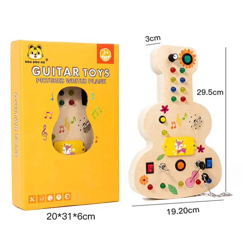 Tablero ocupado Montessori, juguetes para niños, interruptor de luz Led, simula el volante del coche, actividades de viaje, juego sensorial, juguetes educativos