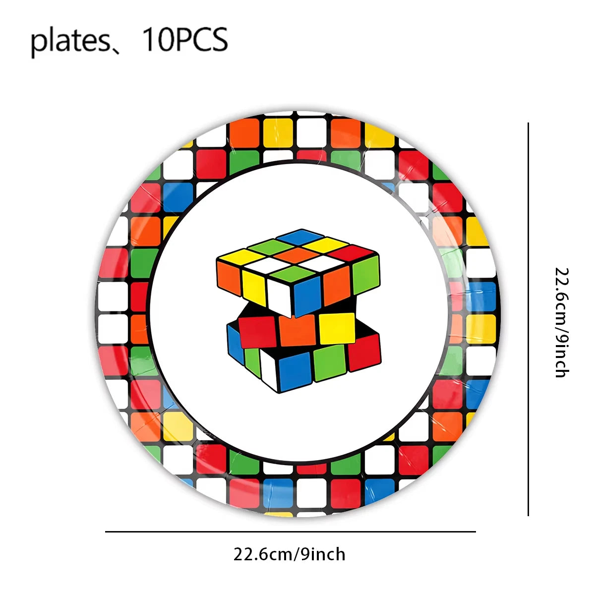 Cubo de Rubik, decoración de fiesta de cumpleaños, vajilla desechable, bloque, vajilla, plato de papel, mantel, suministros de baño para bebé para niños