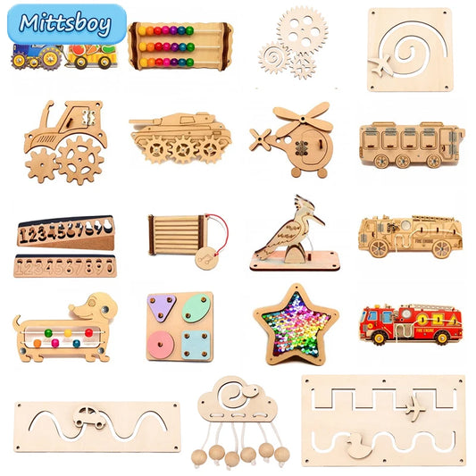 Tablero ocupado Montessori de aire caliente, puerta de carro, juguete educativo, Chip de madera, emparejamiento gráfico, pieza de madera para regalos para niños
