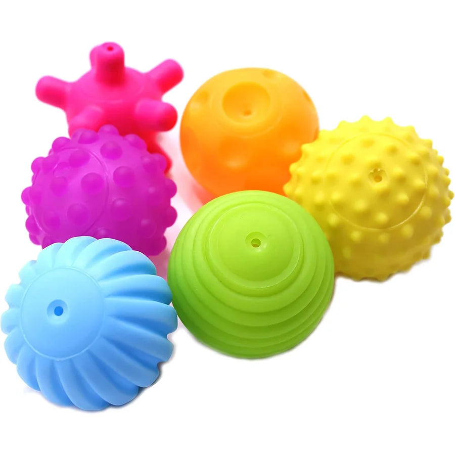 6 pelotas texturizadas para juegos sensoriales de bebés de 6 a 12 meses, pelota blanda de actividades, juguetes de ducha Montessori para niños pequeños de 1 a 3 años