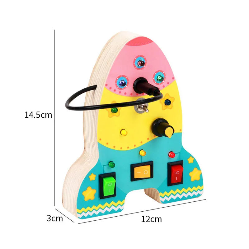 Tablero ocupado Montessori, juguetes para niños, interruptor de luz Led, simula el volante del coche, actividades de viaje, juego sensorial, juguetes educativos