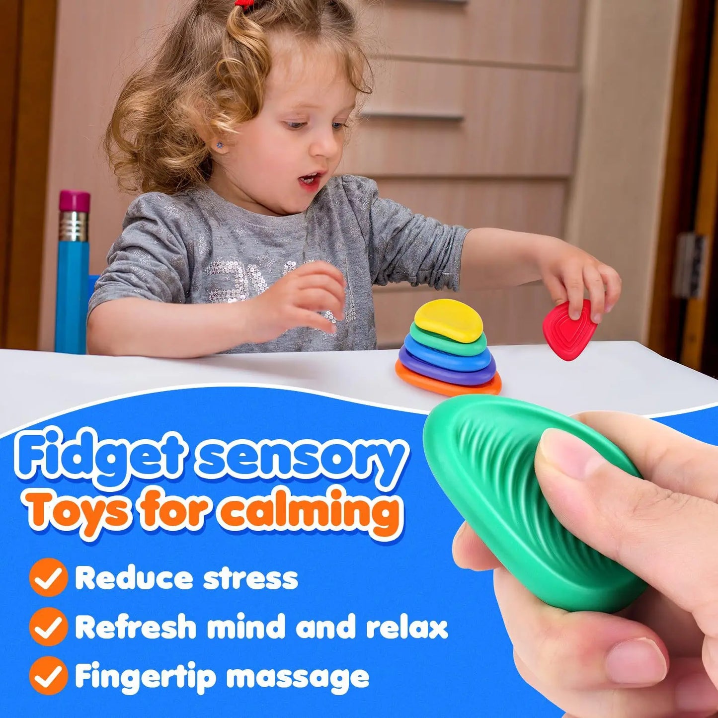 Anillos Sensoriales Texturizados – Juego de 6 para Estimulación Táctil y Calma