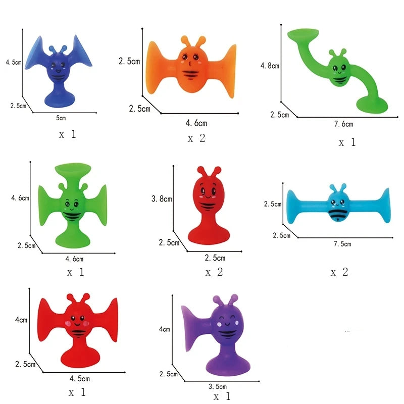 Juguetes de baño con ventosa para niños y niñas, juguetes de succión con forma de Animal, juego interactivo para padres e hijos, ventana, bloques de construcción de viaje
