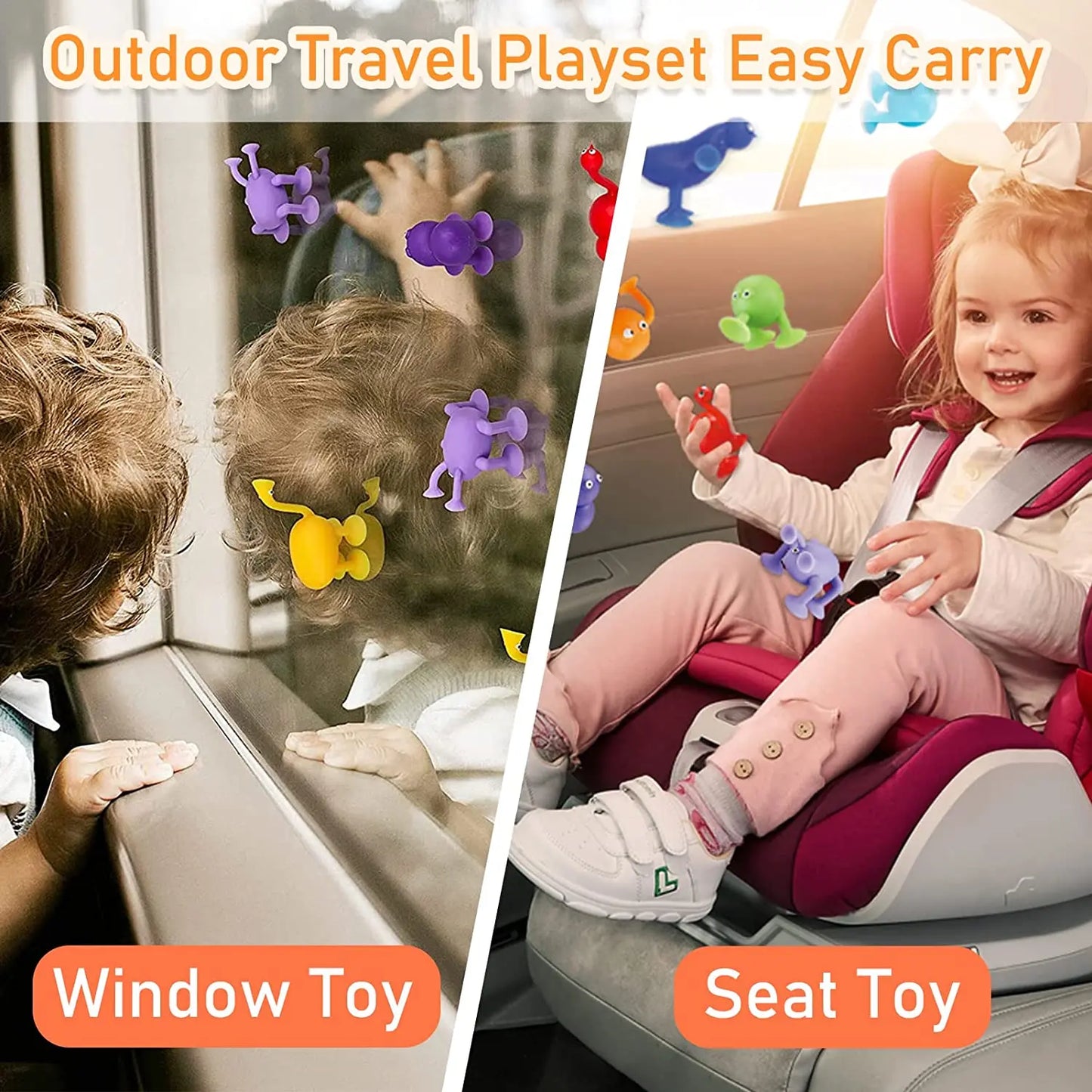 Juguetes de baño con ventosa para niños y niñas, juguetes de succión con forma de Animal, juego interactivo para padres e hijos, ventana, bloques de construcción de viaje