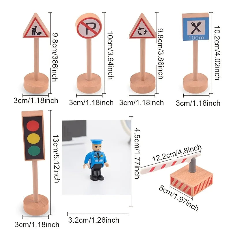 16 modelos de mini señales de tráfico de madera adecuados para juegos de tráfico DIY
