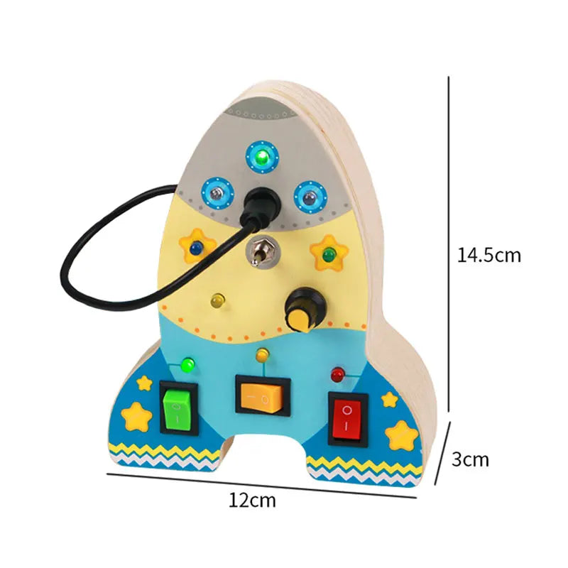 Tablero ocupado Montessori, juguetes para niños, interruptor de luz Led, simula el volante del coche, actividades de viaje, juego sensorial, juguetes educativos