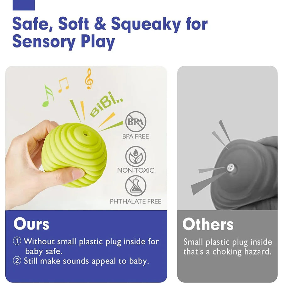 6 pelotas texturizadas para juegos sensoriales de bebés de 6 a 12 meses, pelota blanda de actividades, juguetes de ducha Montessori para niños pequeños de 1 a 3 años