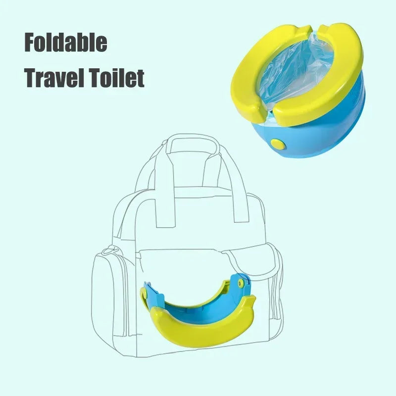Asiento de entrenamiento para orinal para bebé, incluye 10 bolsas de basura, orinal portátil para niños, viaje, plegable, para exteriores e interiores, fácil de limpiar
