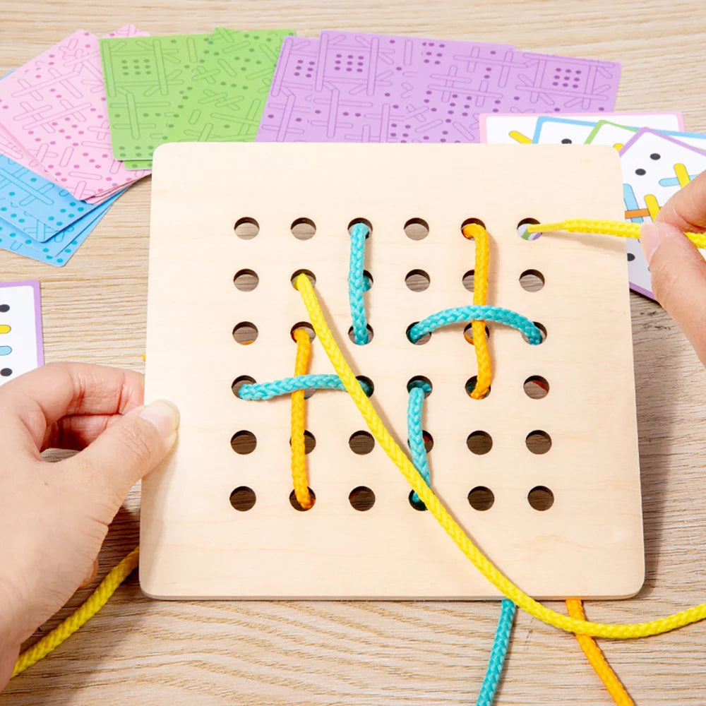 Tablero de Enhebrado Montessori – Coordinación y Motricidad Fina con Patrones