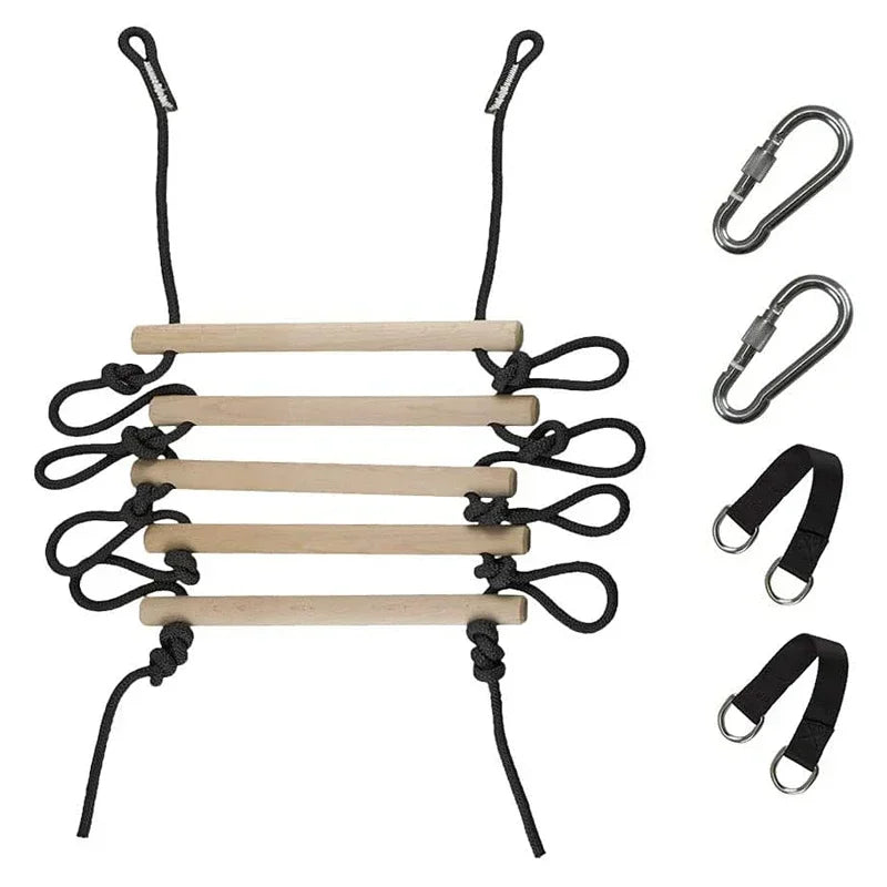 Escalera de Cuerda con Columpio de Madera – Juego Activo para Motricidad y Equilibrio
