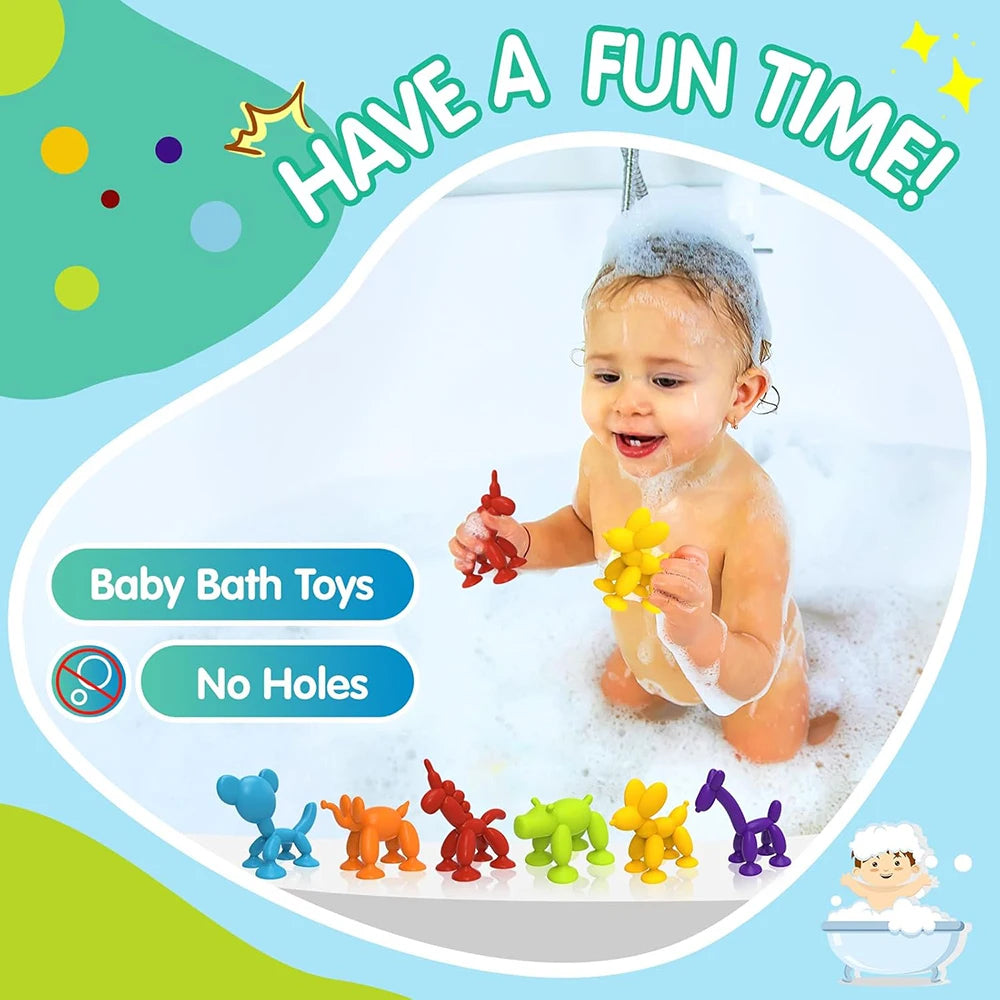 Juguetes de baño con ventosa para niños y niñas, juguetes de succión con forma de Animal, juego interactivo para padres e hijos, ventana, bloques de construcción de viaje