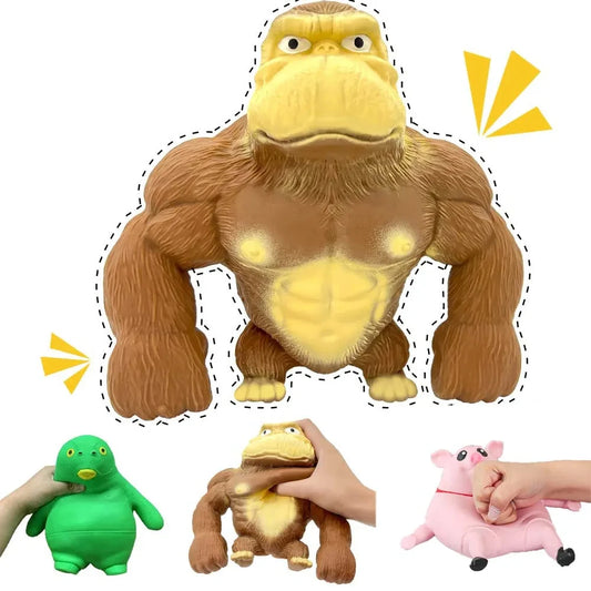 Juguete sensorial antiestrés para adultos, juguete de goma para apretar y estirar, mono divertido, gorila, regalo para niños