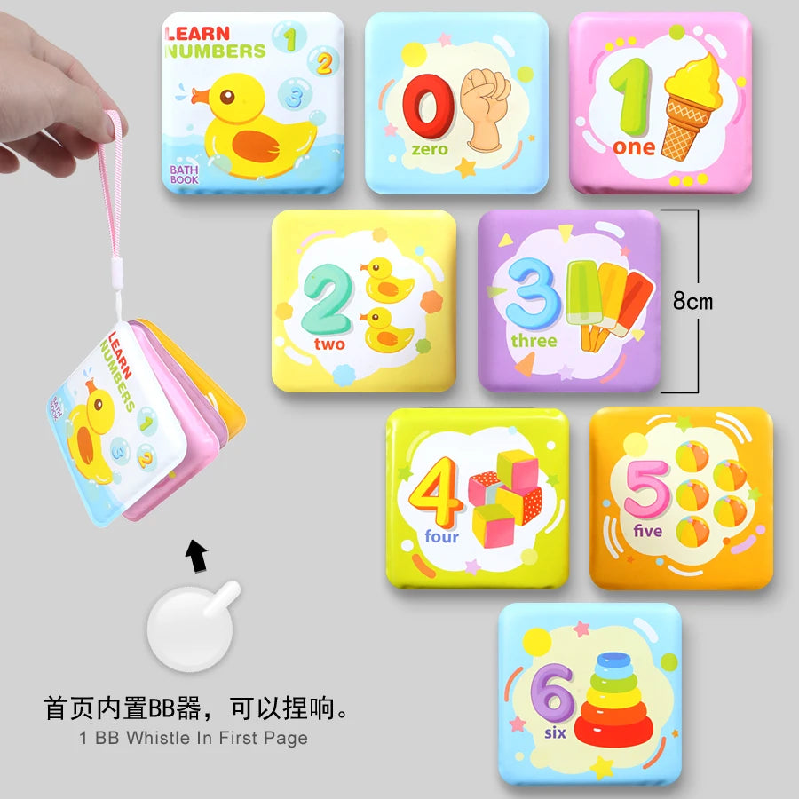 Juguete para bebé, baño de natación, Mini libro de baño para chico, letras de aprendizaje temprano, números, libros impermeables, juguetes educativos para bebés