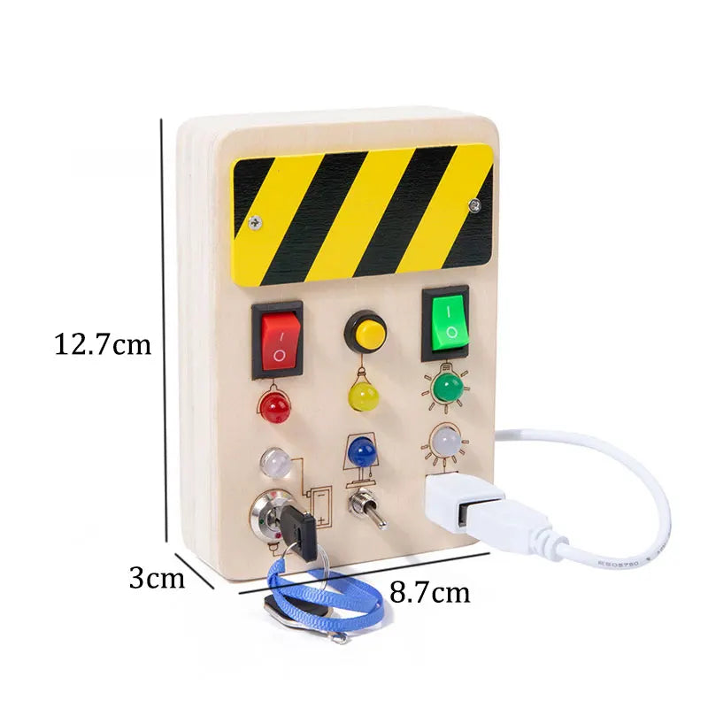 Tablero ocupado Montessori, juguetes para niños, interruptor de luz Led, simula el volante del coche, actividades de viaje, juego sensorial, juguetes educativos
