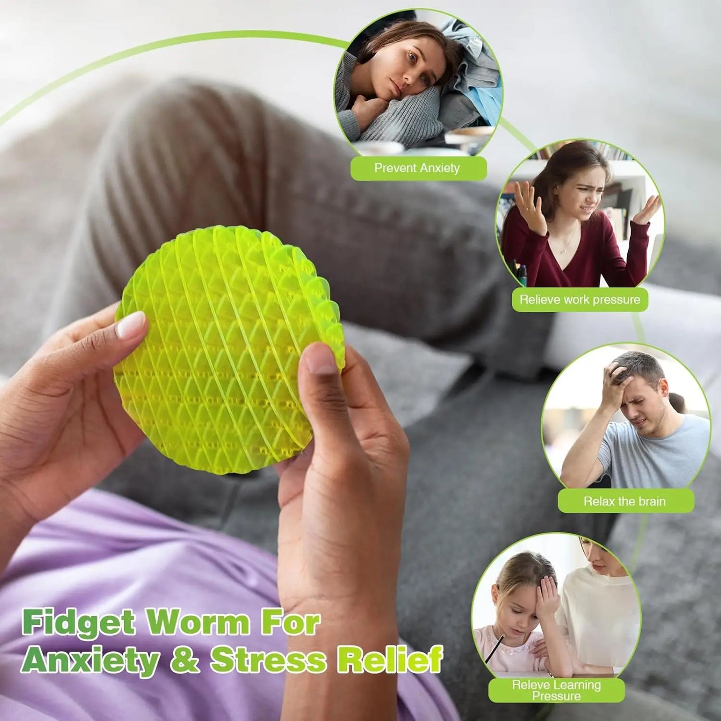 Gusano Sensorial Elástico – Alivio de Estrés y Estimulación Táctil