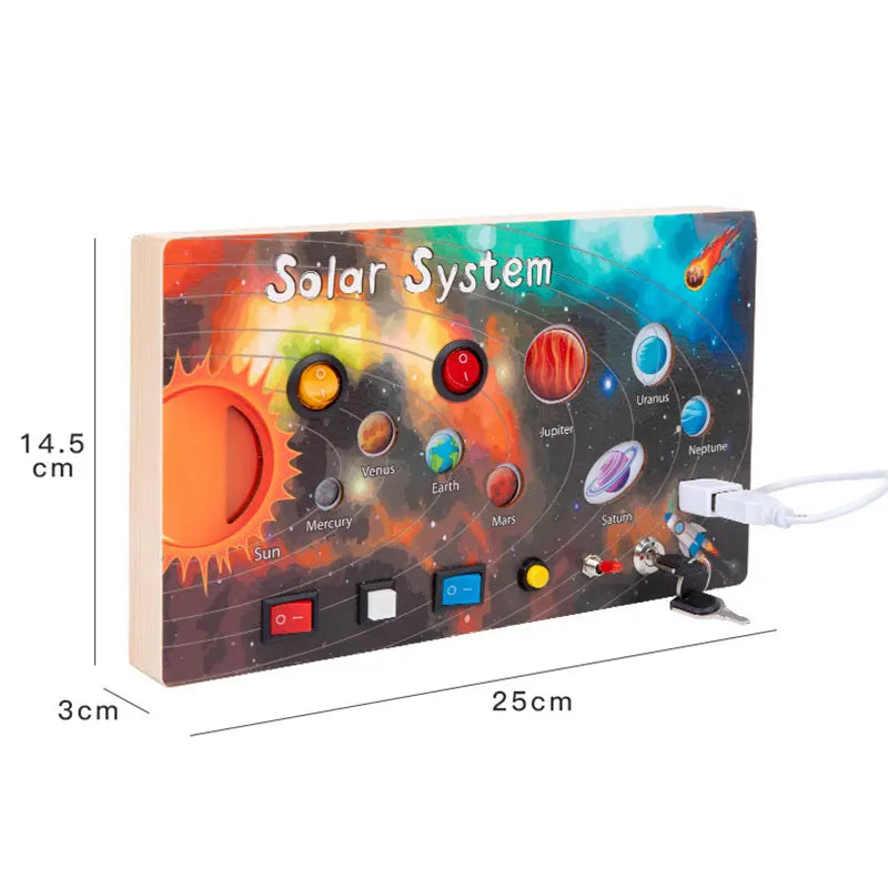 Tablero ocupado Montessori, juguetes para niños, interruptor de luz Led, simula el volante del coche, actividades de viaje, juego sensorial, juguetes educativos